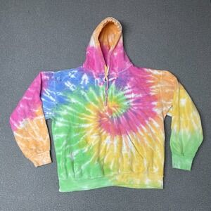 Colortone Hoodie Sweatshirt Sweater Tie-Dye Men's Size large "save Lands"